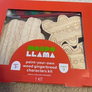 Mondo llama paint your own wood ornament ginger bread coloring kit